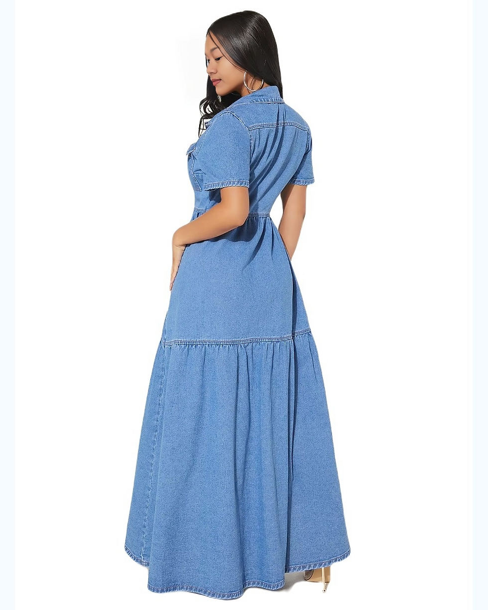 Thumbnail: Denim Ladies Long Stylist Dress,