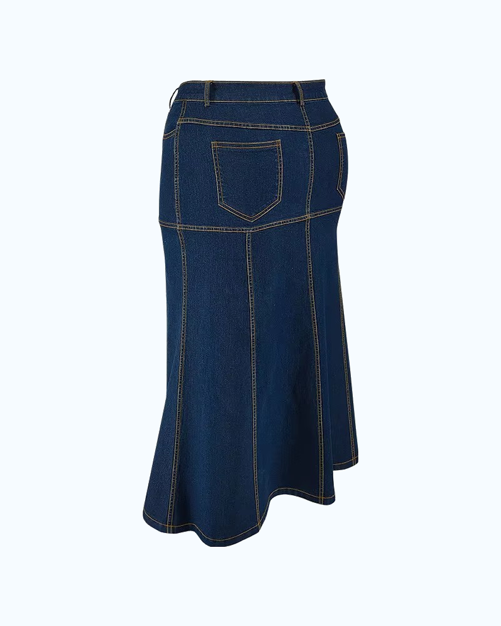 Thumbnail: Denim Ladies Ruffle Long Skirt,