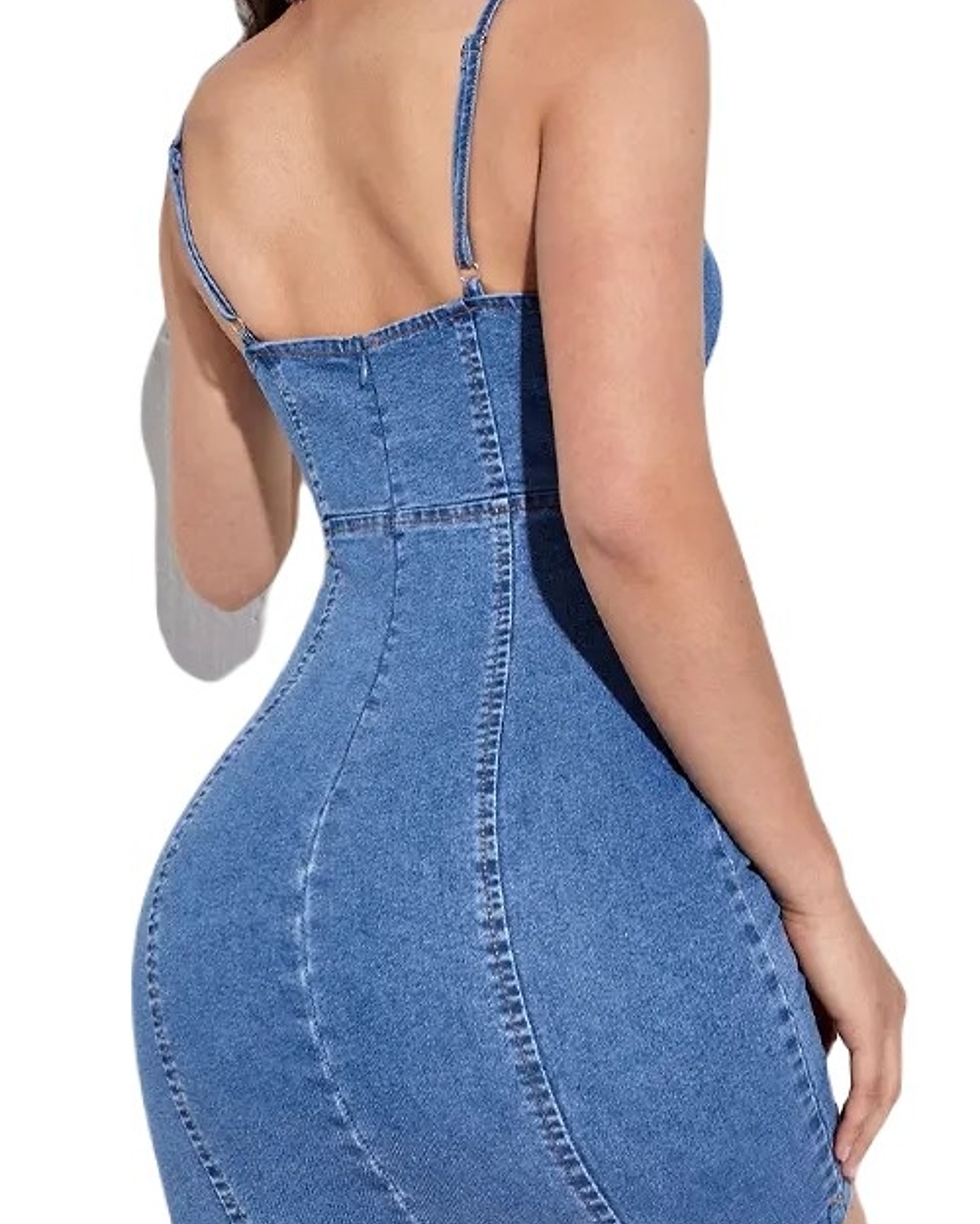 Thumbnail: Denim Bodycon Babe Dress,