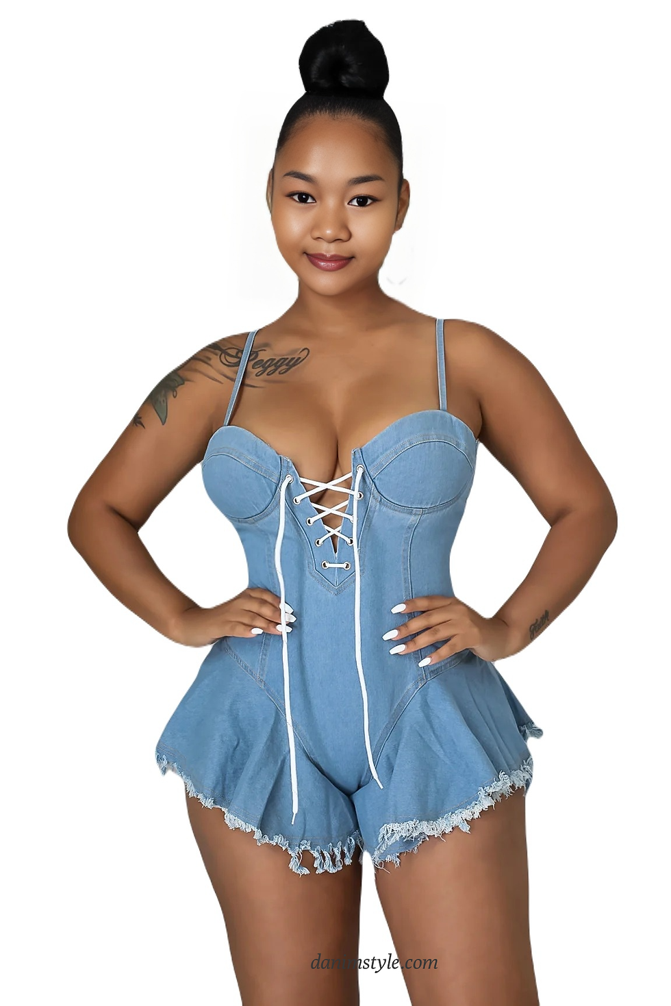 Thumbnail: Danim Sweetheart Romper (Sky-Blue)