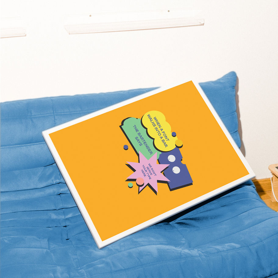 Poster with text on an orange surface, says: