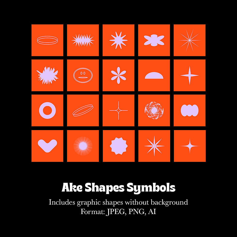 Collection of Alte Shapes Symbols with graphic shapes on a black background