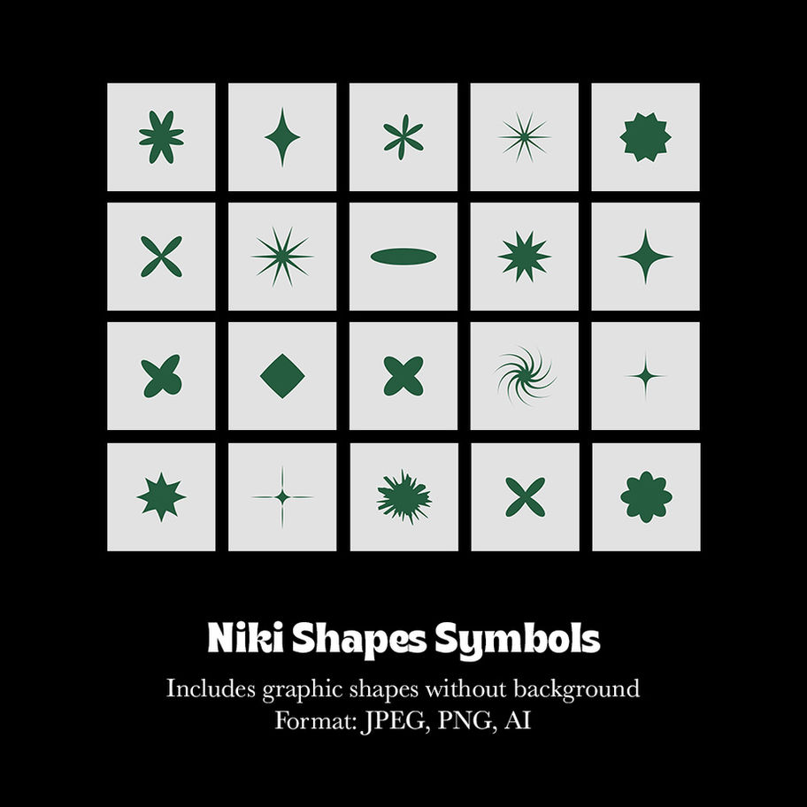Niki Shapes Symbols with various graphic shapes without background, formats JPEG, PNG, AI.
