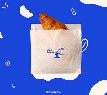 With Sips Happens, we designed a brand that’s all about warmth, spontaneity, and genuine connection. Our tagline – Sometimes sh*t happens, but that is okay, we just gotta get our Sips together.
The playful name and aesthetic invite guests to relax and enjoy life’s little moments over a perfect cup. Every design choice – from the blues that may represent ‘Monday blues’ or just a cool cozy feeling – was crafted to create a space that allows guests to be who they are and allow them to feel what they feel. It’s coffee with character, where community and comfort meet.