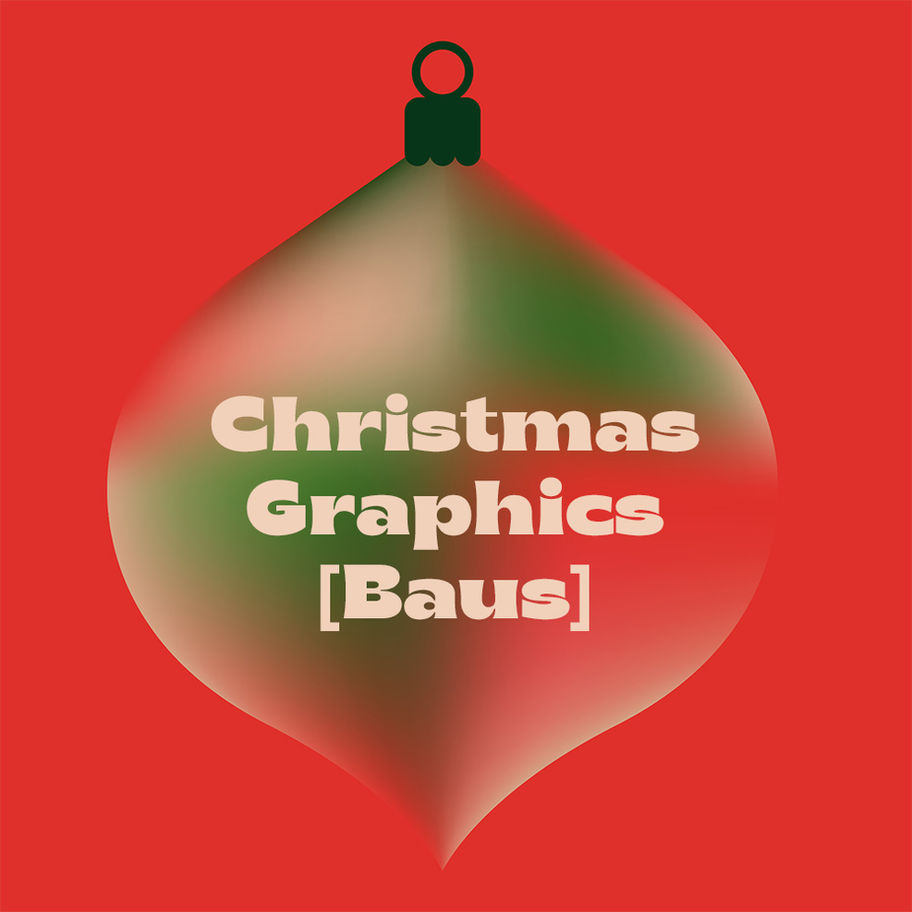 Christmas Graphics [Baus] text message on a red background with a Christmas ornament.