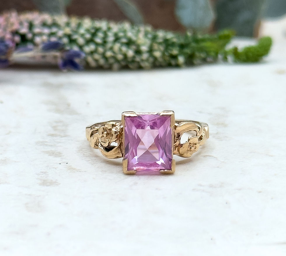 Cute Vintage Pink Sapphire Ring in Gold