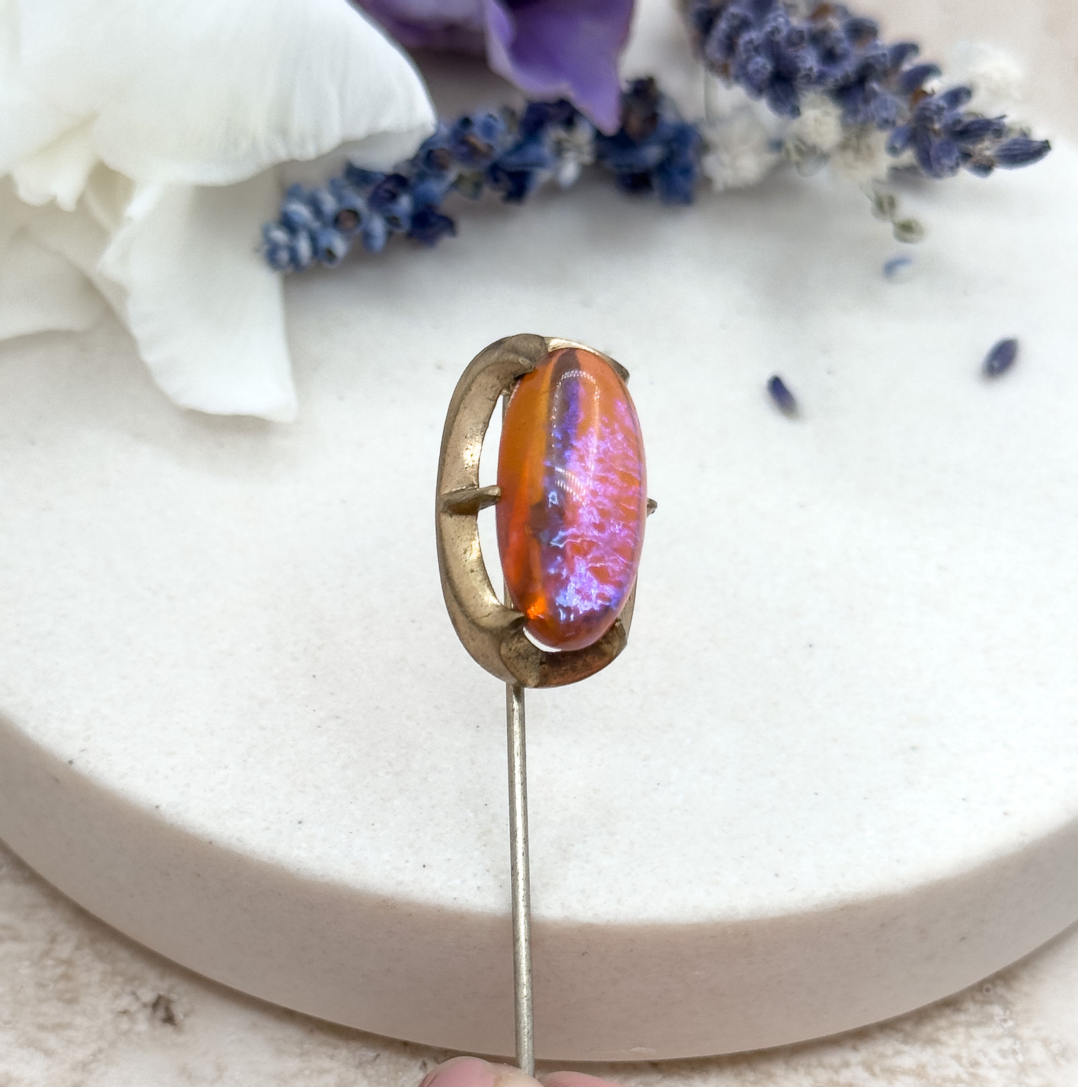 Vintage Dragons Breath Glass StickPin