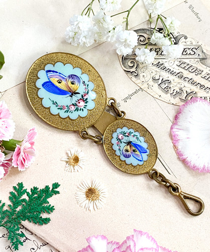 Victorian Enamel Butterfly Chatelaine