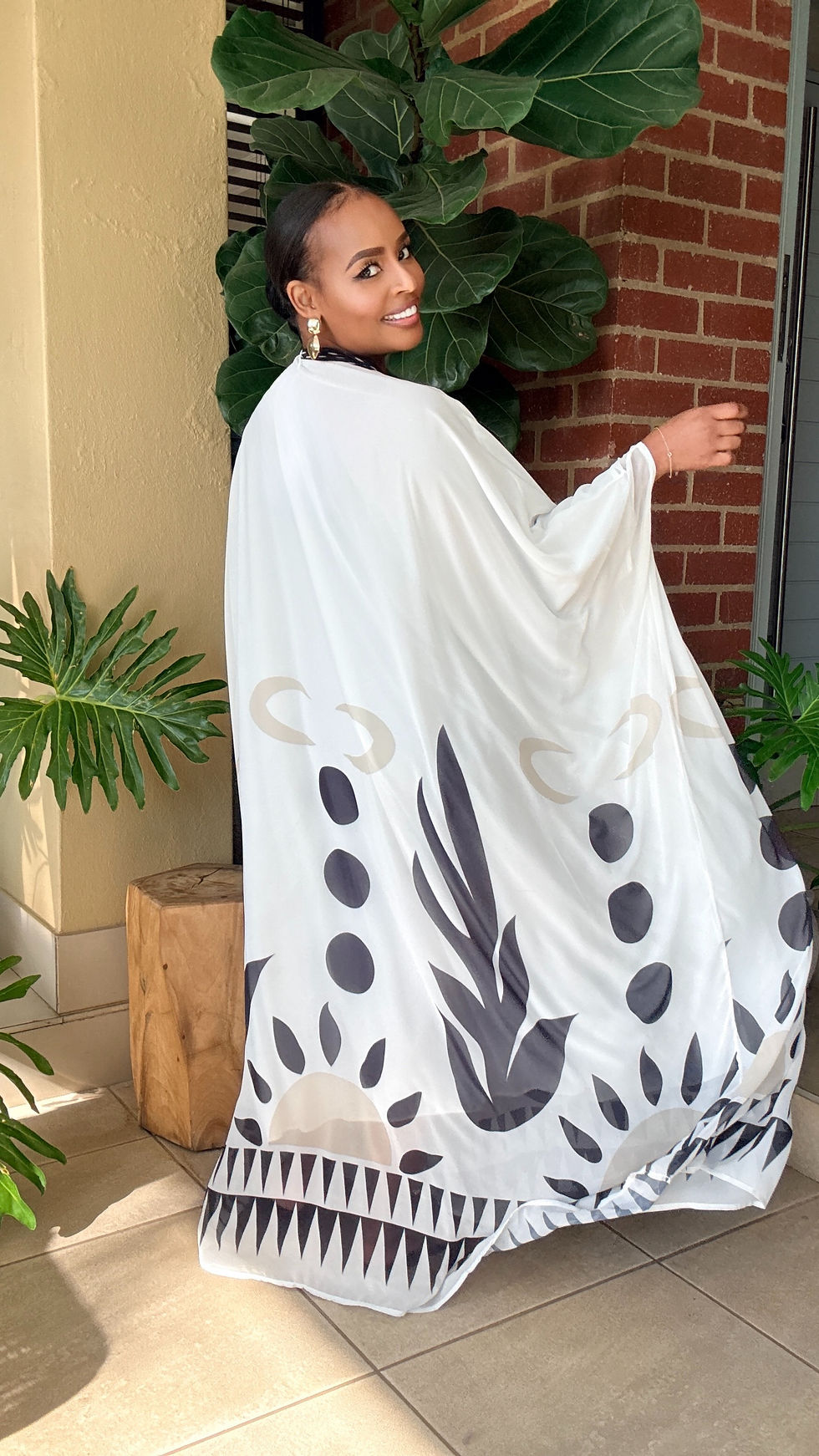 Thumbnail: Soft Floral Charcoal Kaftan