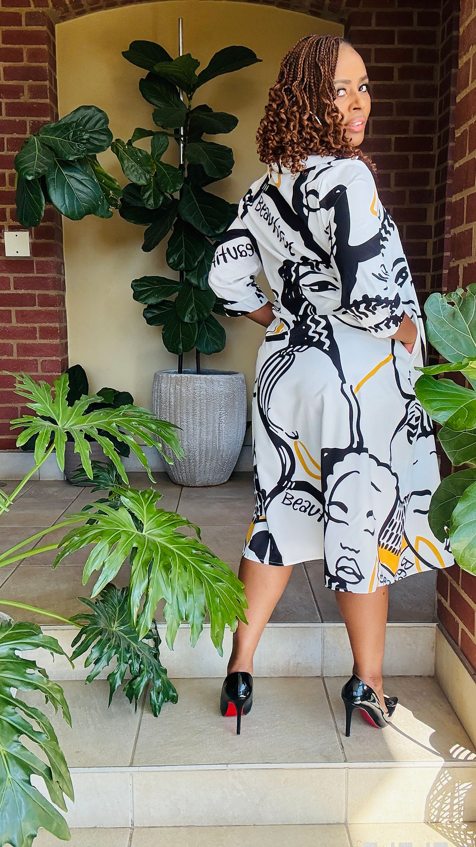 Thumbnail: Black, White Abstract Shirt Dress