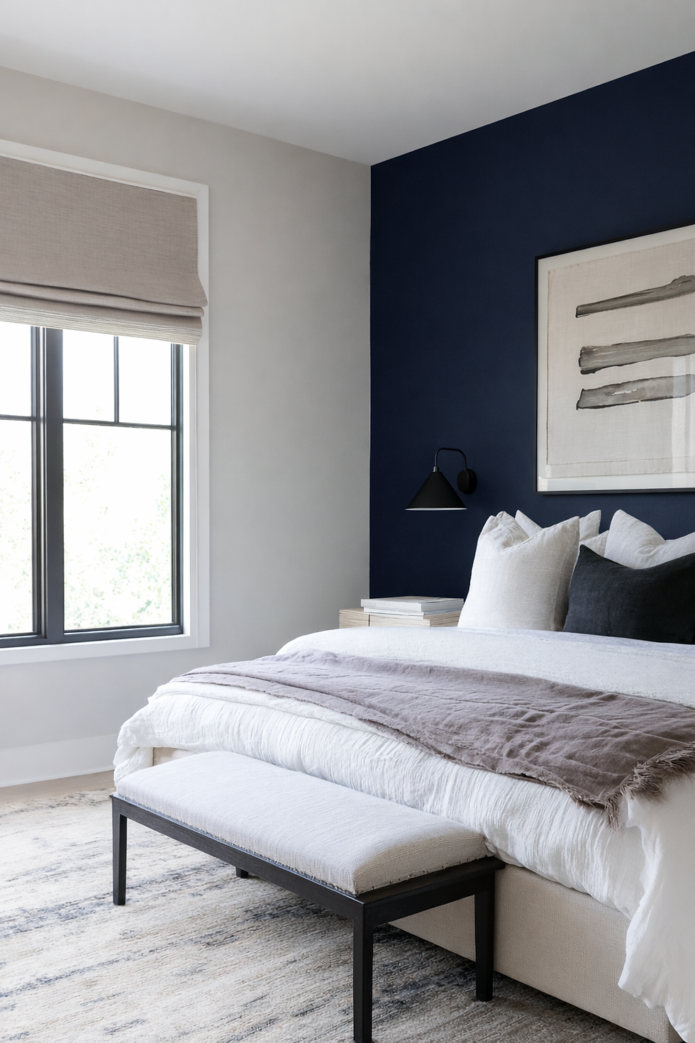 Sherwin Williams Naval in a bedroom