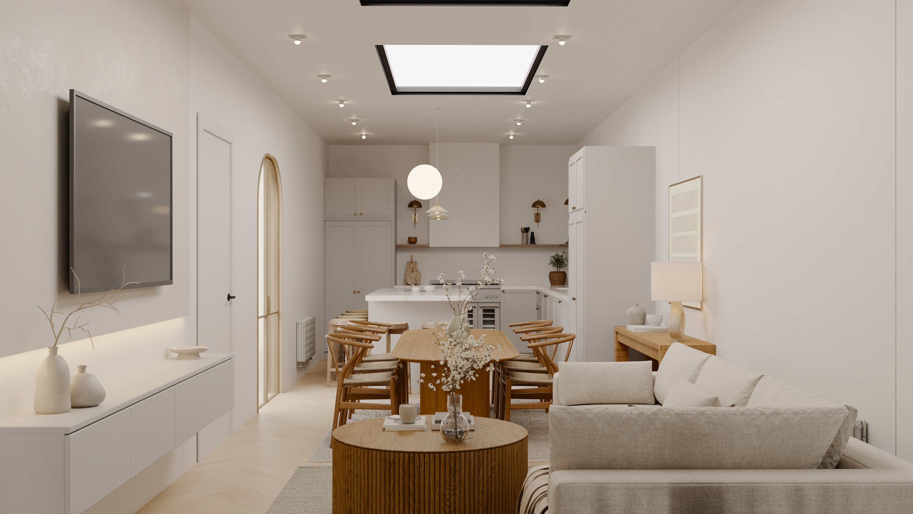 Organic Modern Living Room Dining Room Combo I BY Design & Viz