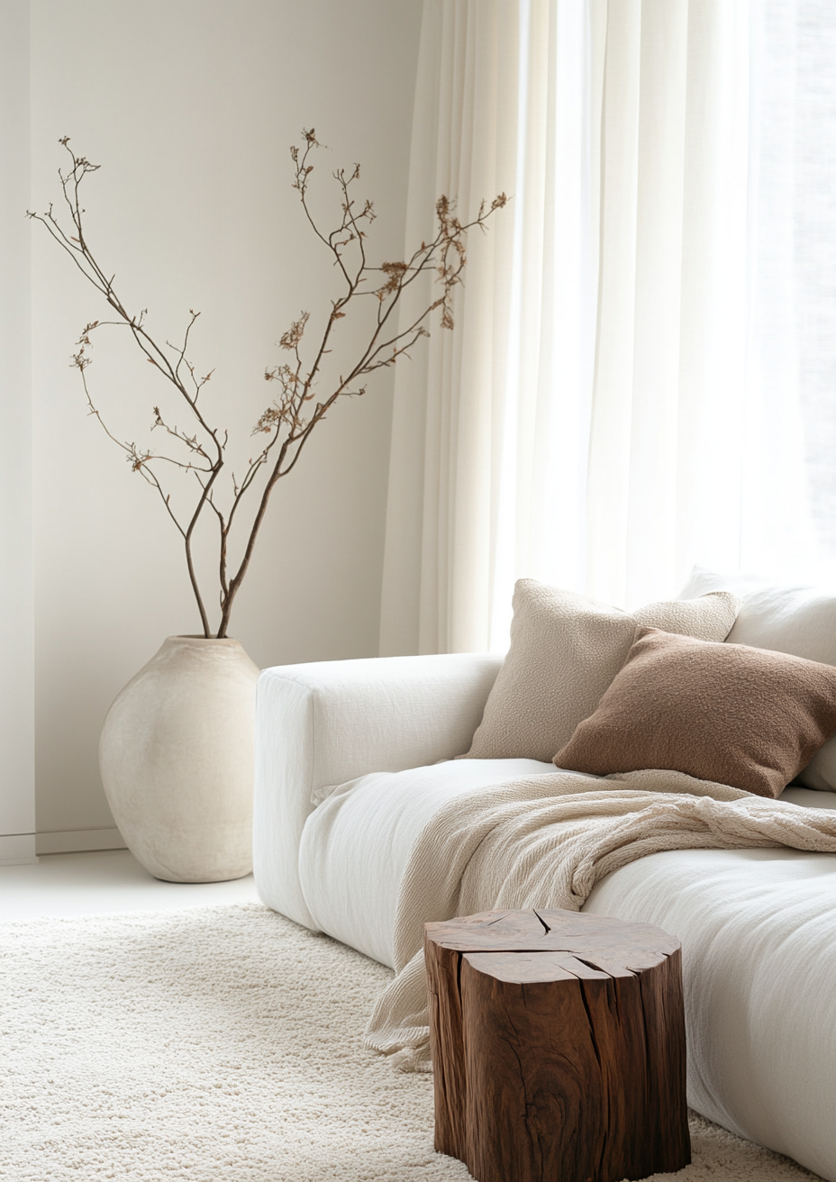 Brown combined with warm greige and taupe 