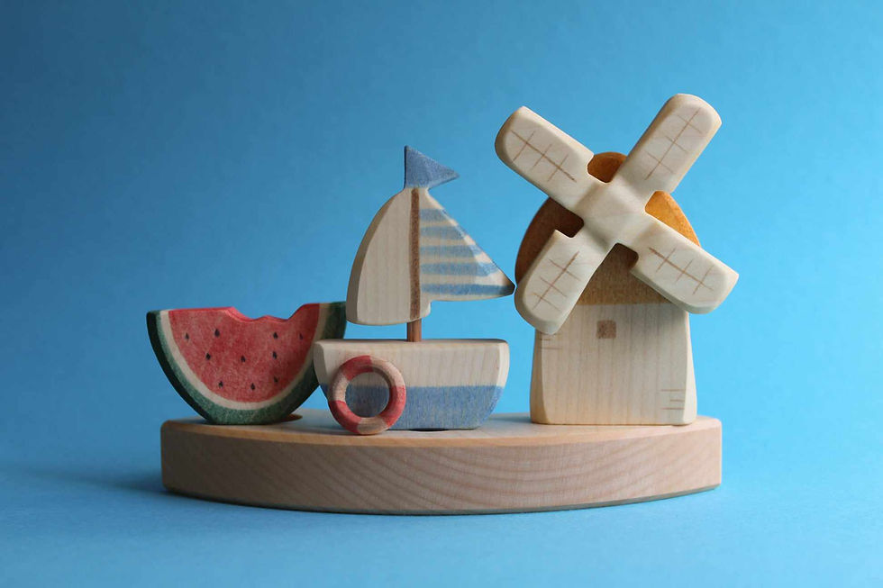 Thumbnail: JUHARKA Handmade Wooden  Birthday Ring Boat Ornament