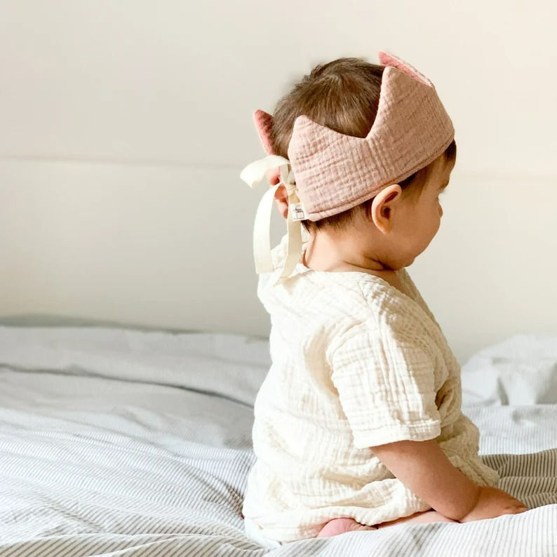 Thumbnail: Handmade Reversible Birthday Crown, Sand-Rose Down