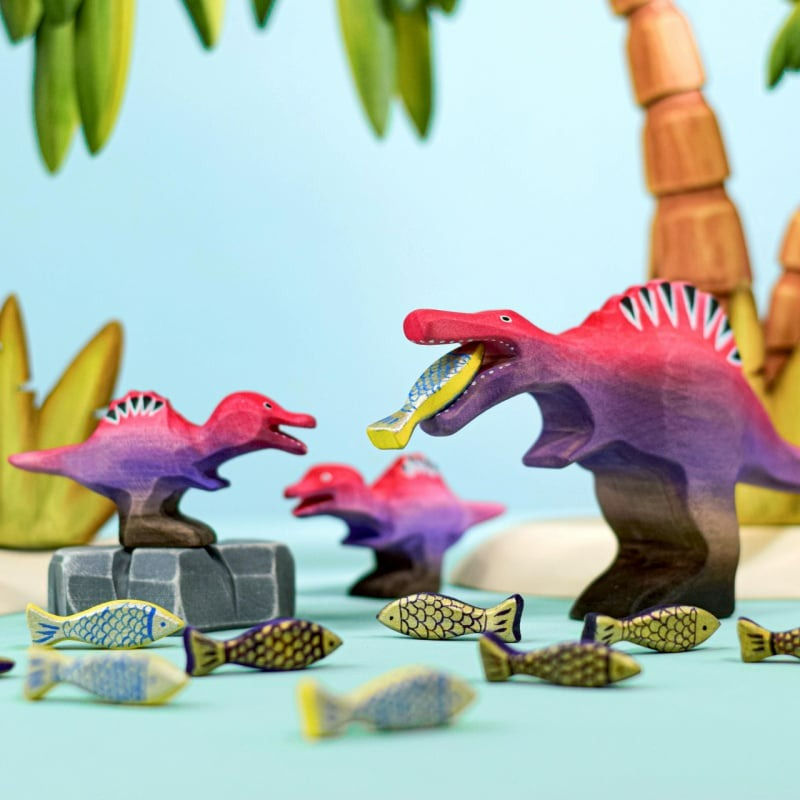 Thumbnail: Bumbu Toys Wooden Spinosaurus Dinosaur Set