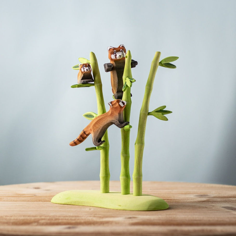 Thumbnail: Bumbu Toys Handcrafted Wooden Red Panda Figurines