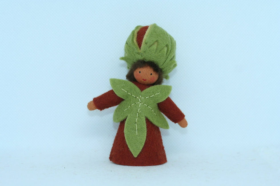 Thumbnail: Eco Flower Fairies Chestnut Fairy Father Felt Doll-3.5 Inches