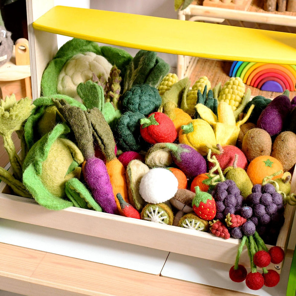 Thumbnail: Tara Treasures Felt Lettuce Play Food next to other felt vegetables