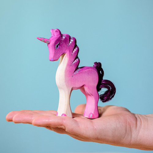 Bumbu Toys Handmade Wooden Baby Unicorn-Pink | themulberrytreehouse