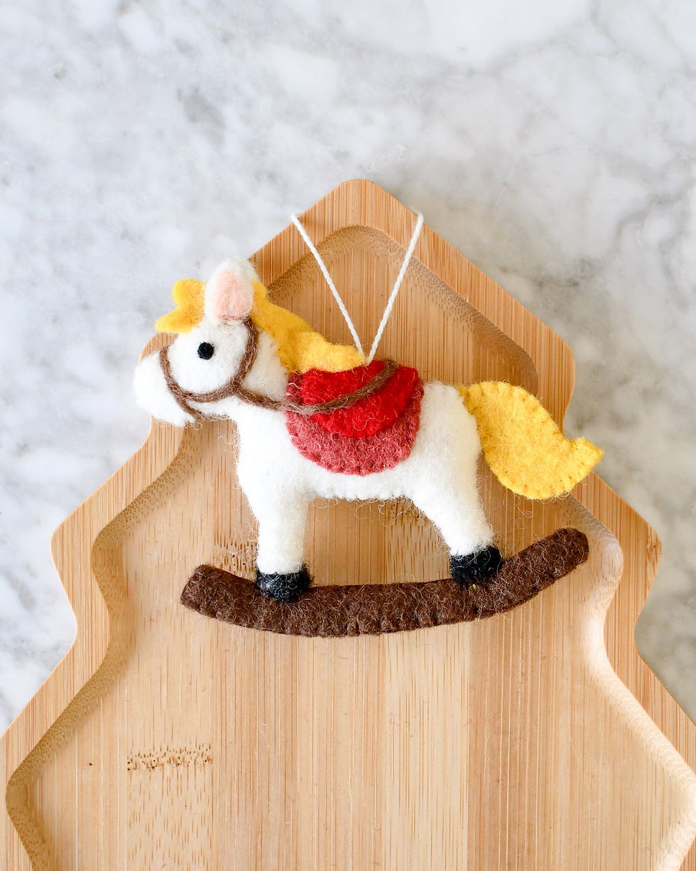 Tara Treasures Felt Christmas Rocking Horse Ornament