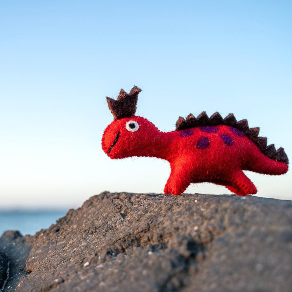 Tara Treasures Felt Dinosaur Toy - Red Crown