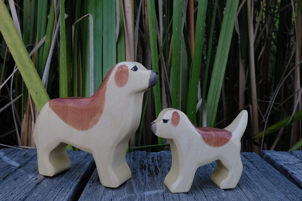 Thumbnail: HolzWald Handmade Wooden Golden Retriever Figurines