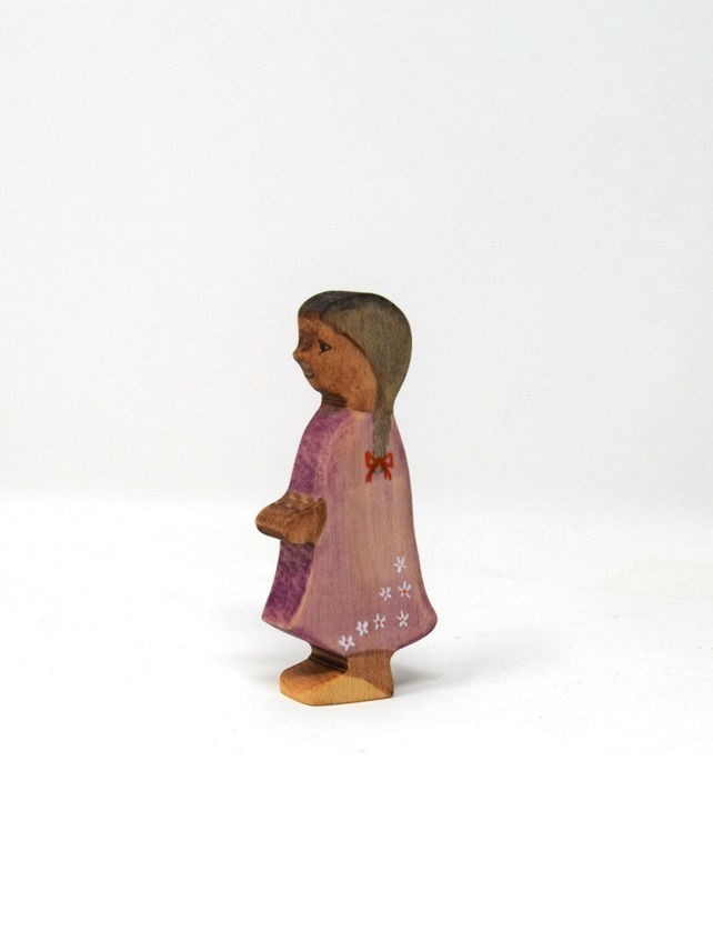 Eric & Albert Wooden Girl Figurine – Brown Skin | Handmade Waldorf Toy