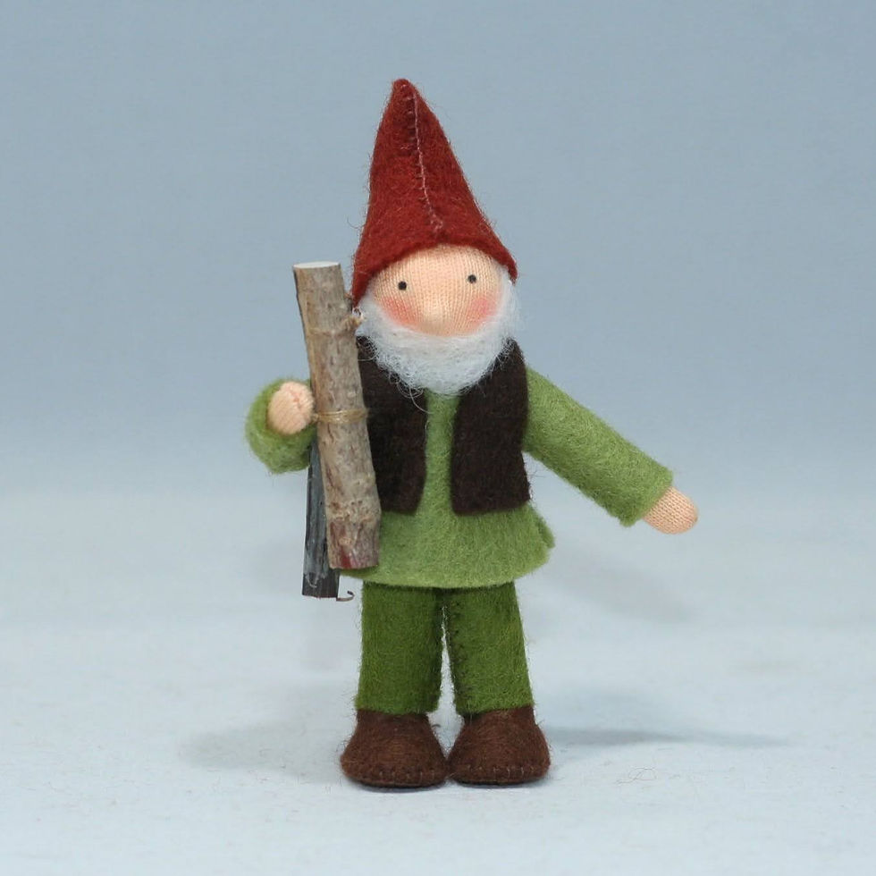 Ambrosius Fairies Forest Gnome Grandpa Felt Doll (4.25")-Light Skin