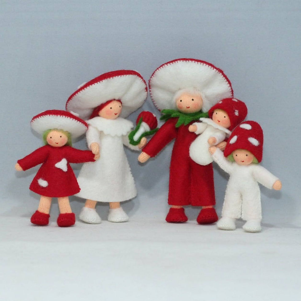 Ambrosius-Eco Flower Fairies Red Mushroom Family Fairy Felt Dolls
