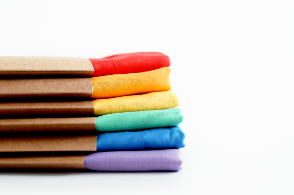 Thumbnail: A close-up side view of the 90 cm Rainbow Set, showing the thick layers of soft, high-quality organic cotton fabric.