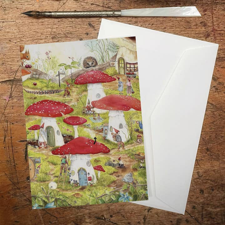 Mhairi Hellbrandt Toadstool Village Greeting Card