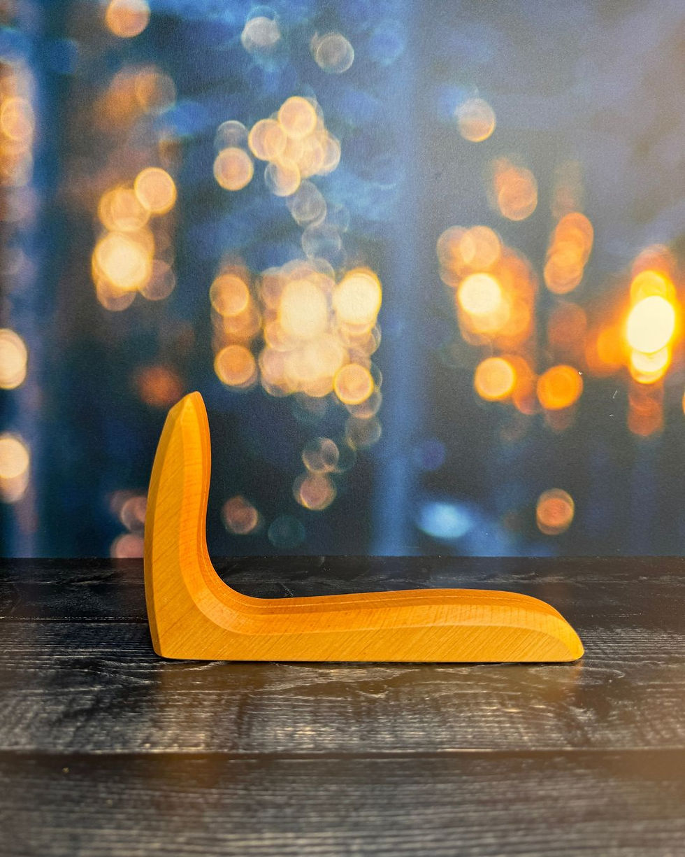 Wooden Angled Postcard Holder in landscape format by Rahmenart (Franke), handcrafted in Germany to display A6 postcards.