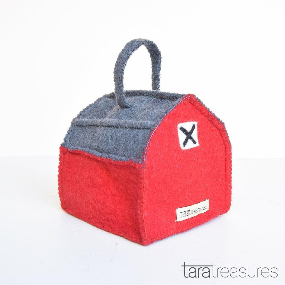 Thumbnail: Tara Treasures Felt Farm Barn (Farm House) Bag for Finger Puppets Set