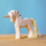 Thumbnail: Bumbu Toys Handmade Wooden Unicorn-Natural on a wooden surface