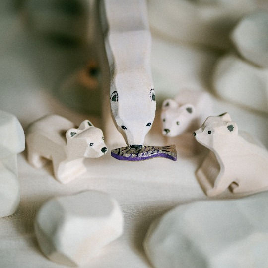 Thumbnail: Bumbu Toys Wooden Small Polar Bear Figurine Toy