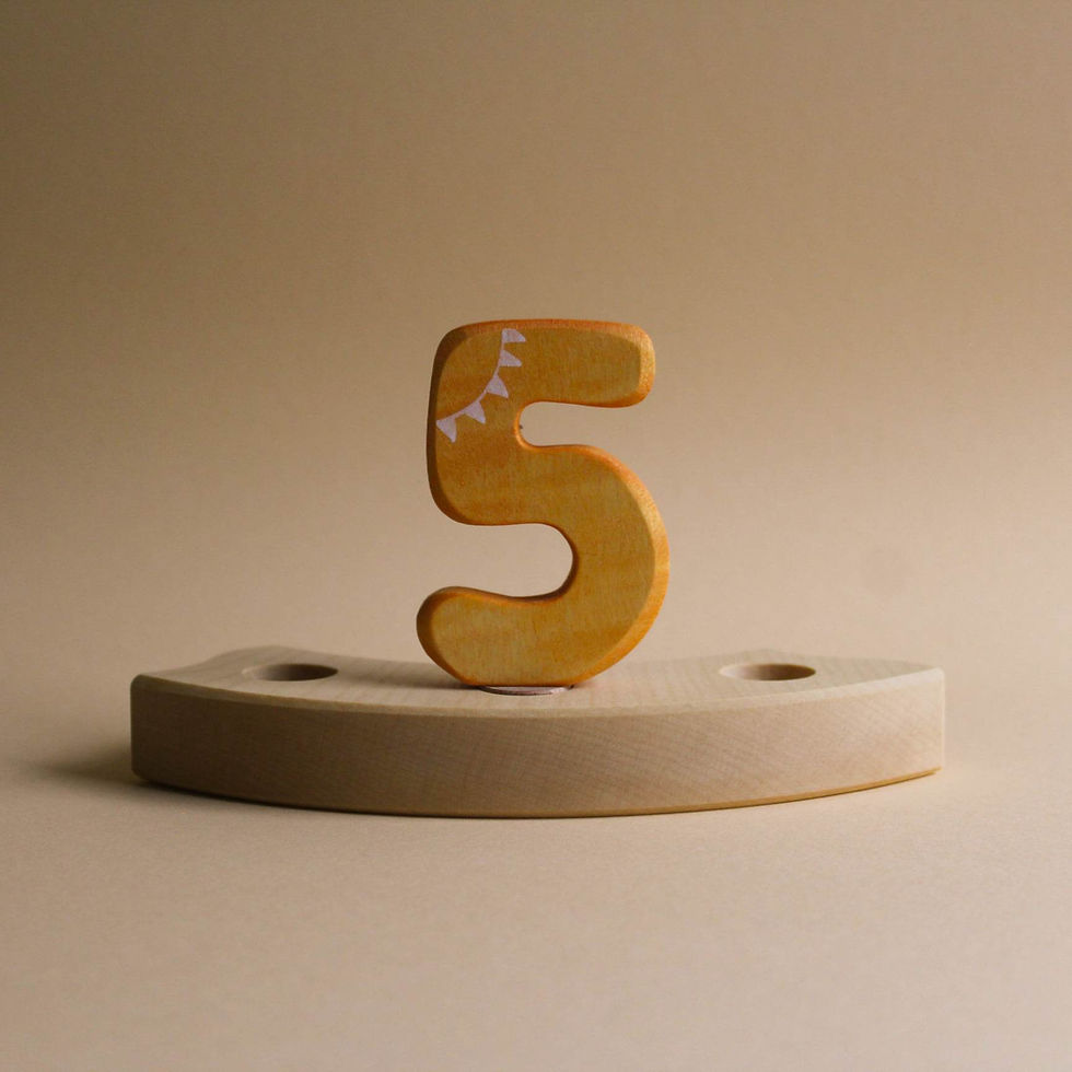 JUHARKA Handmade Wooden Birthday Ring Number 5 Ornament
