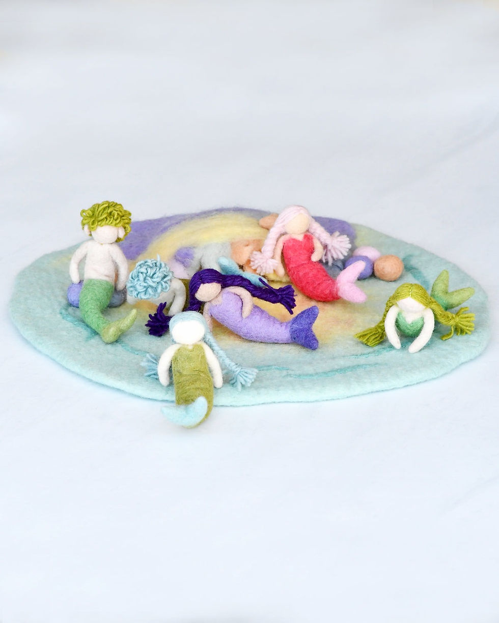 Tara Treasures Felt Waldorf Merman Doll with Pink Hair