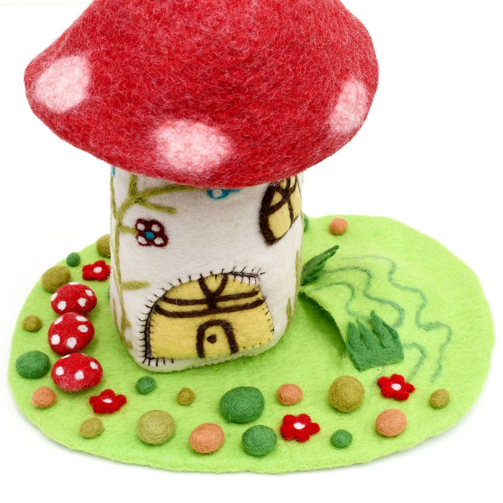 Thumbnail: Felt Fairy Toadstool Garden Play Mat Playscape by Tara Treasure