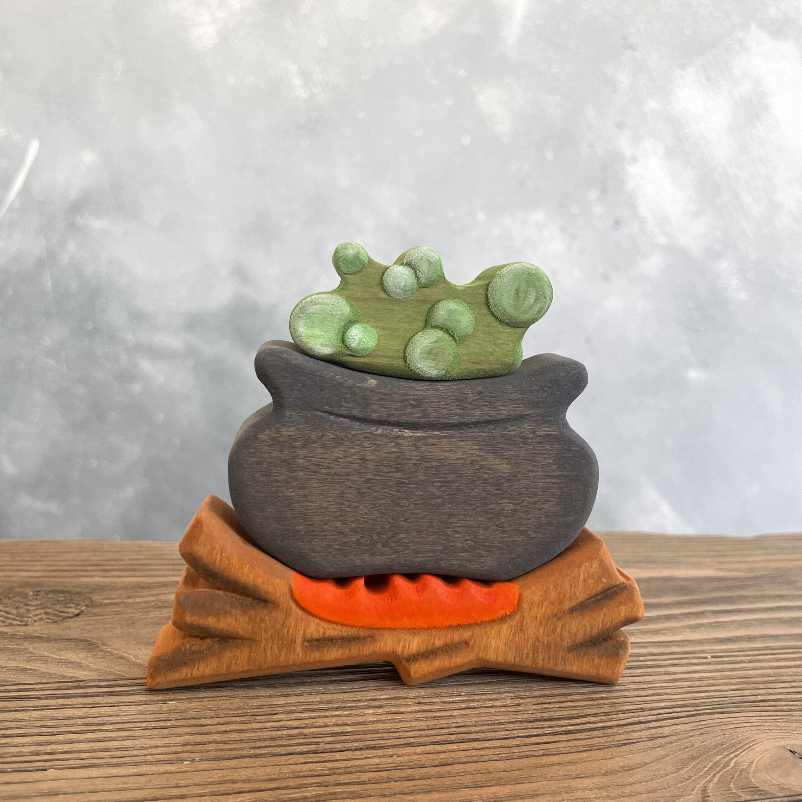 Wooden Cauldron for Halloween by Forest Melody