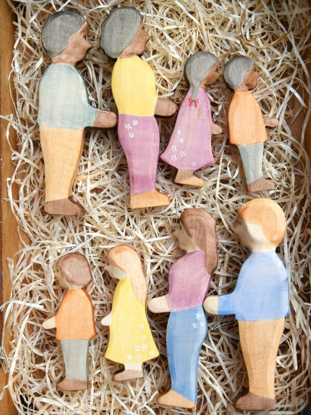 Thumbnail: Eric & Albert Wooden Woman, Man, Boy and Girl Figurine – handmade Waldorf toy