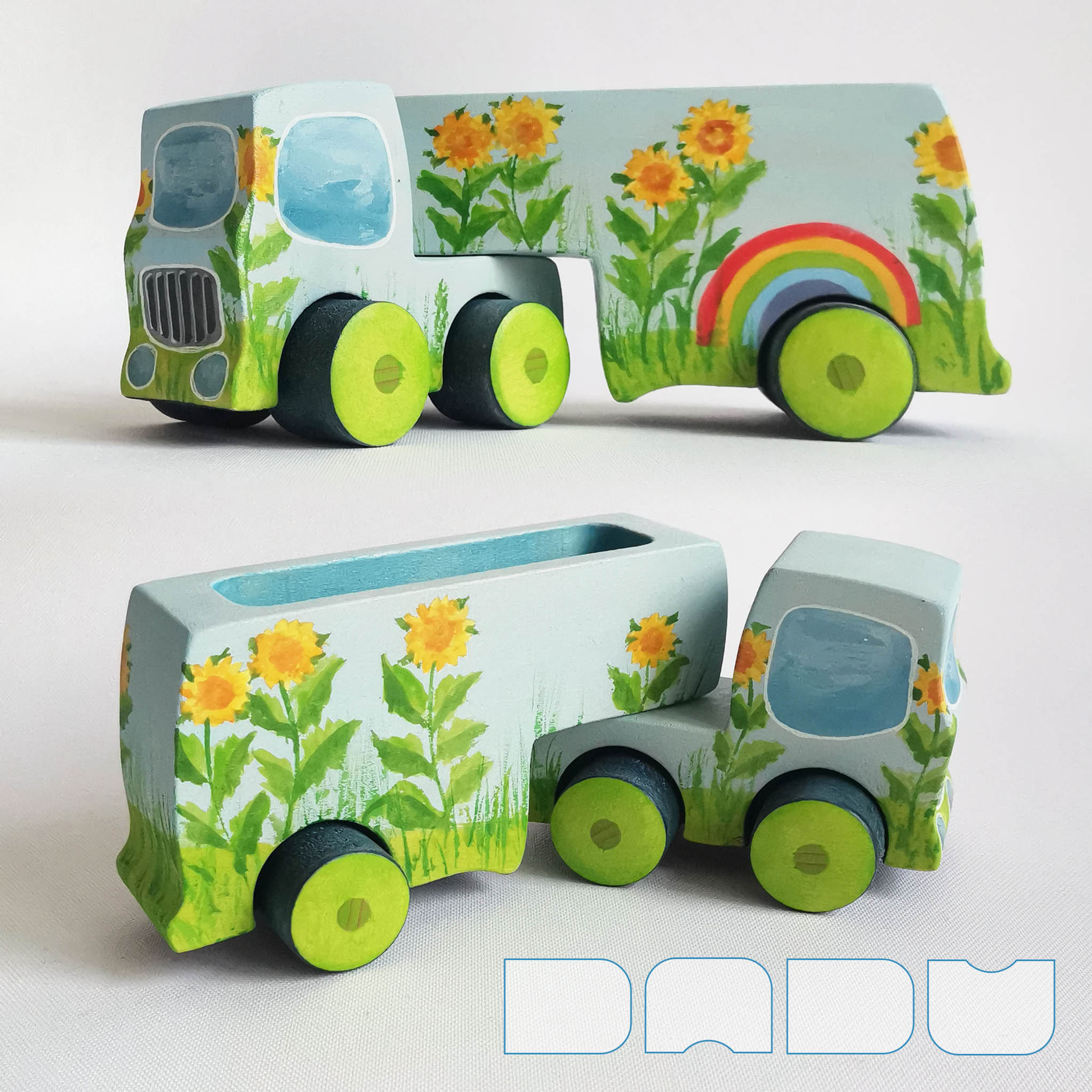 DADU Wooden Semi Truck – Sunflower & Rainbow