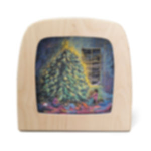 Toverlux Magic Lamp Silhouette–Christmas Lights by Kapitein Kalk showing a glowing Christmas tree surrounded by children.