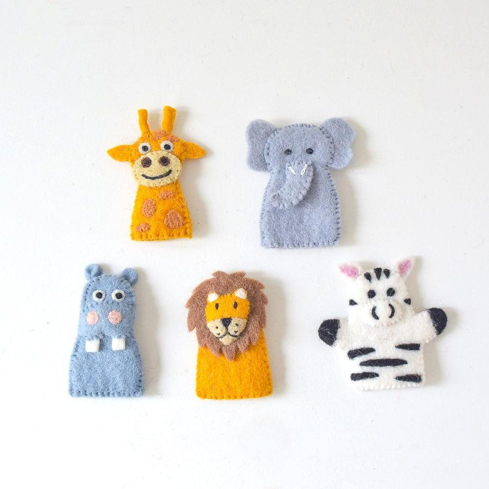 Thumbnail: Tara Treasures Felt Safari Animals, Finger Puppet Set