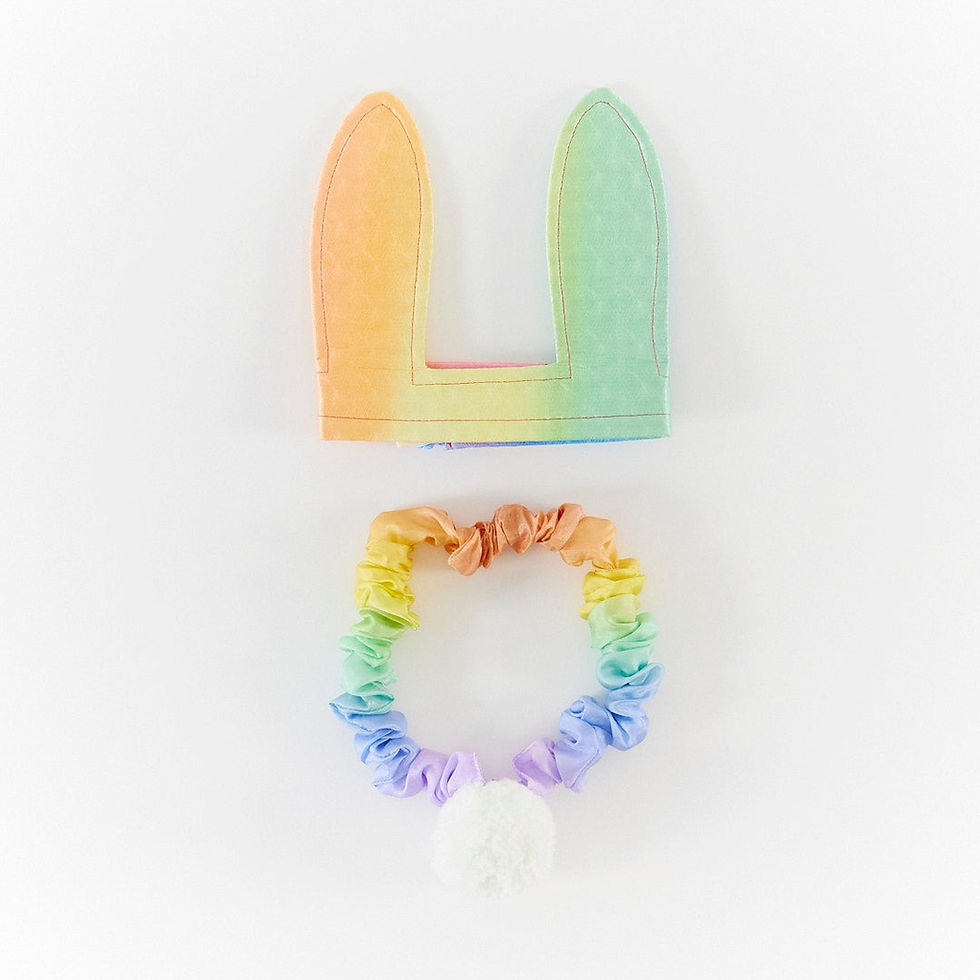 Thumbnail: Sarah's Silks Soft Rainbow Bunny Tail with Bunny Ears