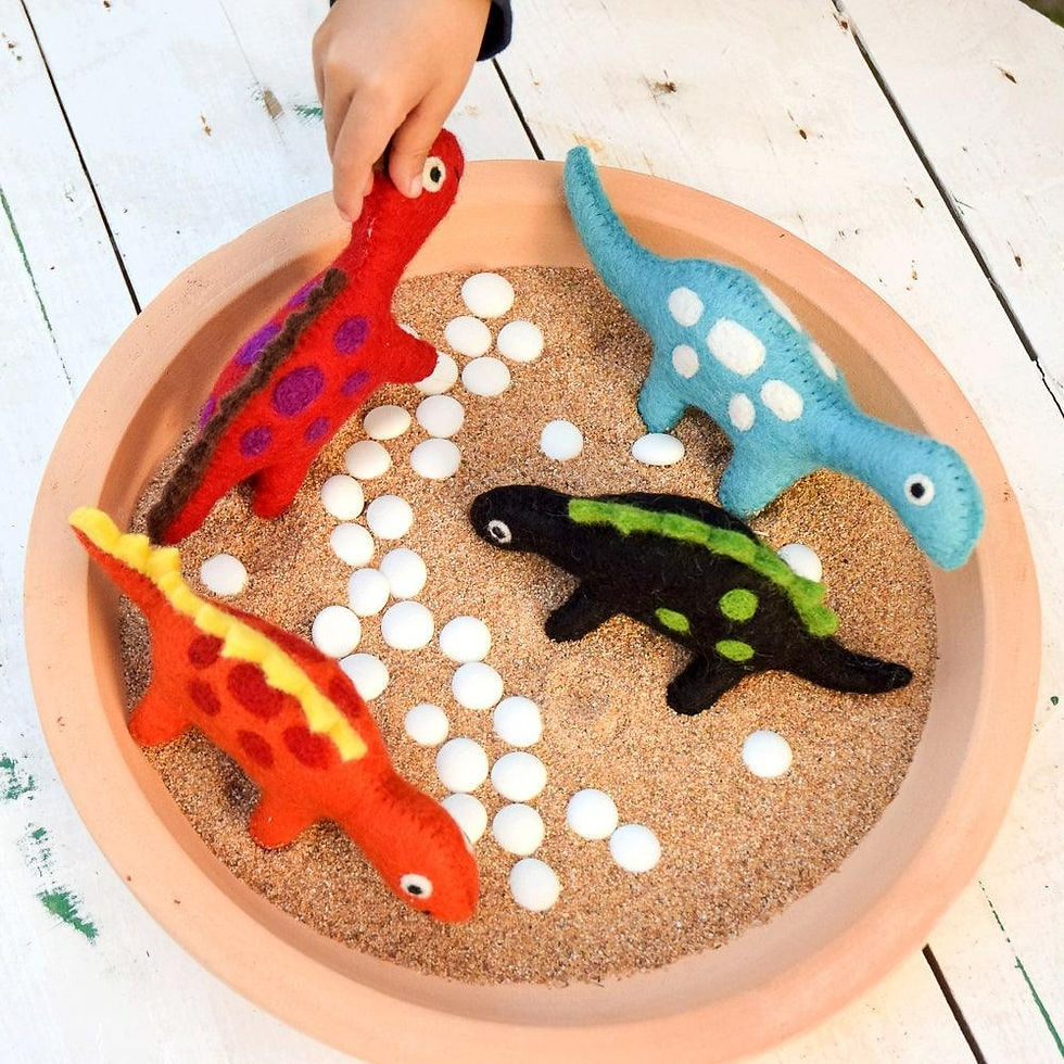 Thumbnail: Tara Treasures Felt Dinosaur Toy - Yellow Spikes