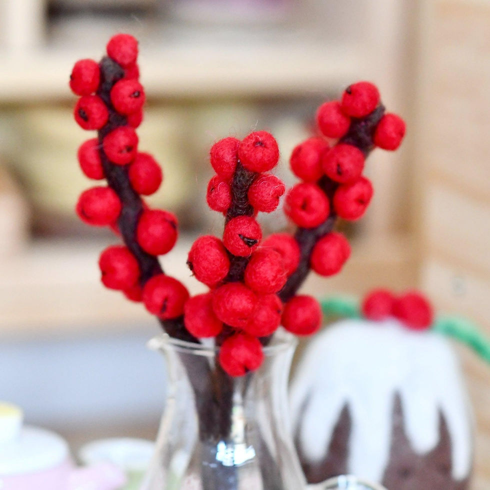 Thumbnail: Tara Treasures Felt Red Winter Berry Stems (Set  of 3)