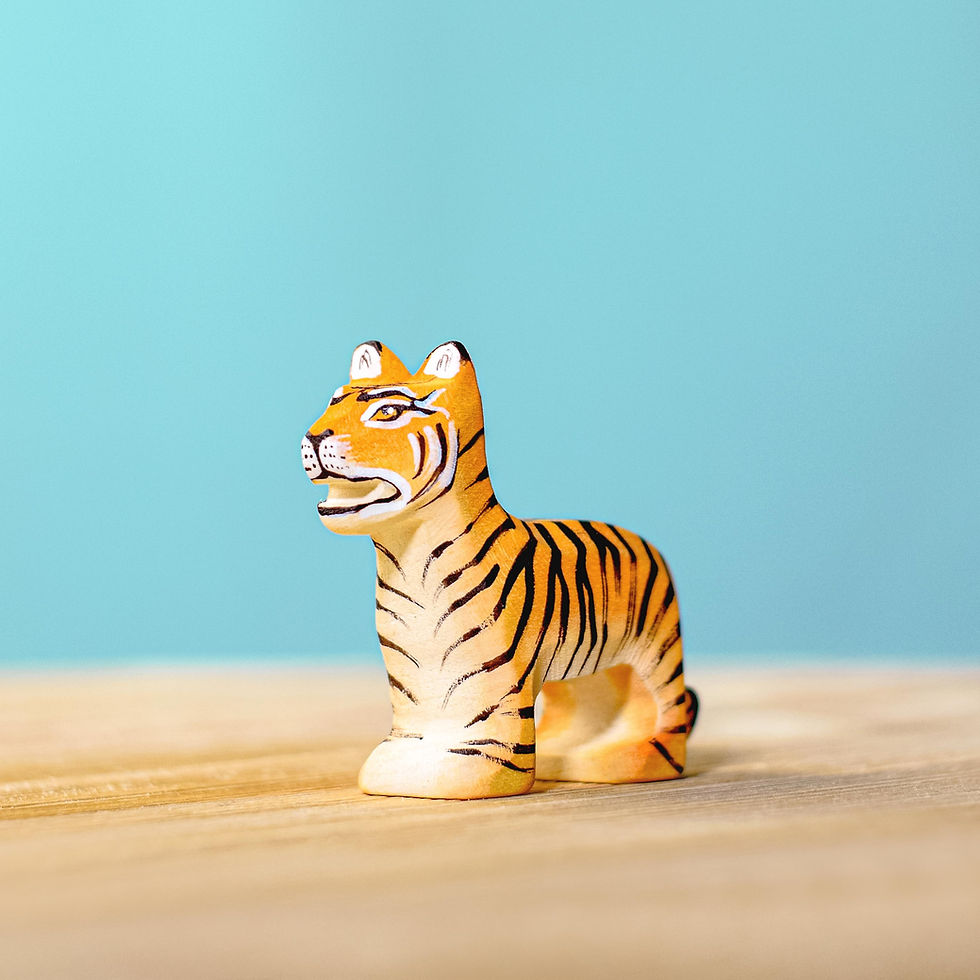 Thumbnail: Bumbu Toys Handmade Wooden Tiger Cub - Standing