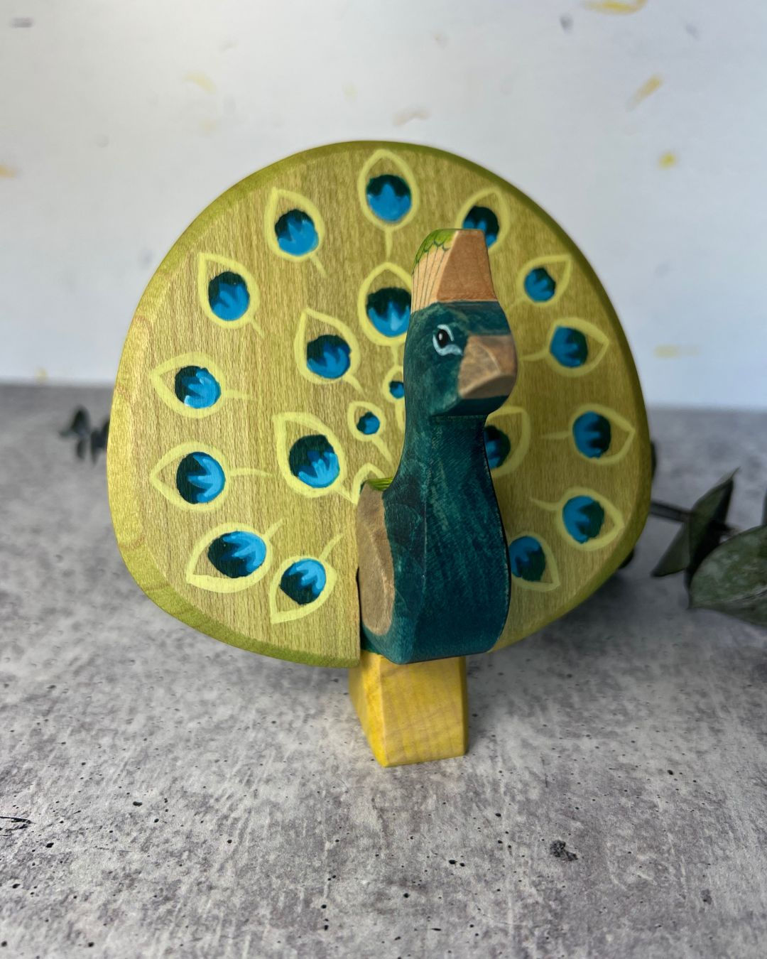 HolzWald Handmade Wooden Peacock with Tail Open