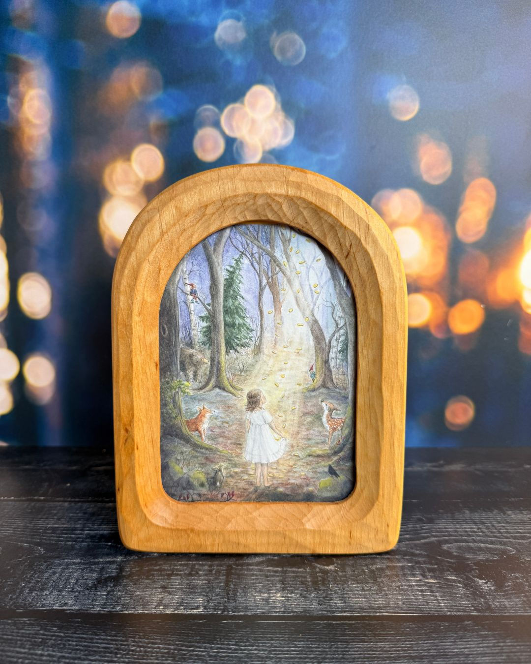 Wooden Standing Postcard Frame– Semioval & Portrait Format by Rahmenart (Franke)